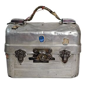 Vintage Non-Rust Sani Kit Aluminum Coal Miner's Lunch Box Pail Bucket Dome Top